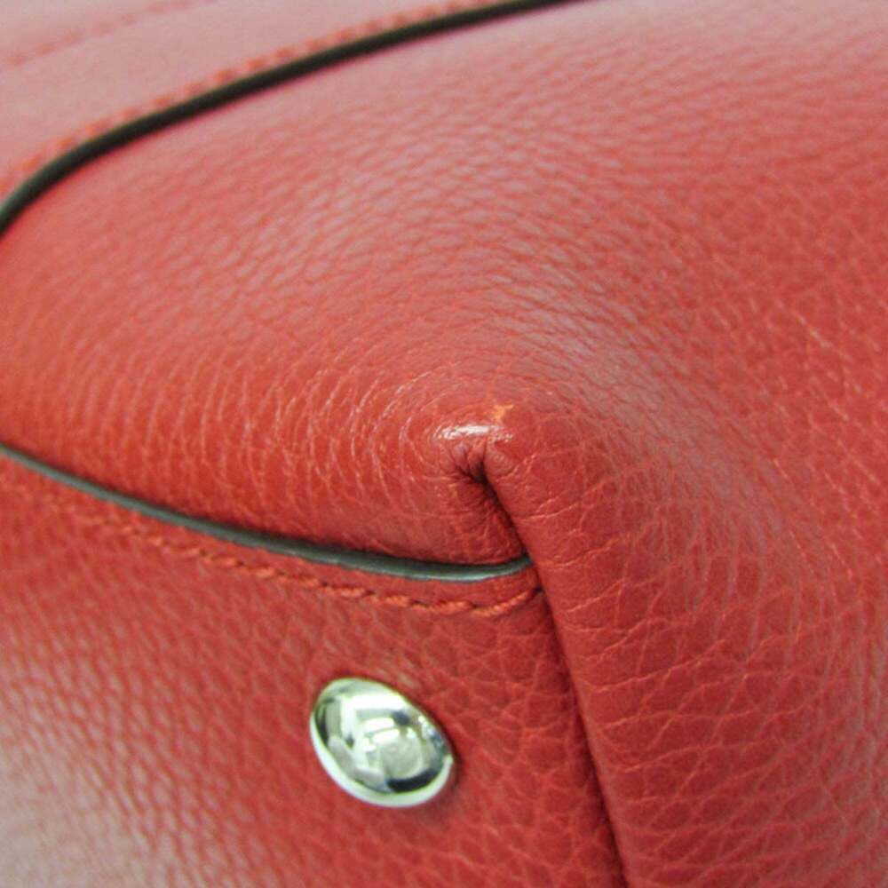 GUCCI Red Leather Bamboo Shoulder Bag - Picture 6 of 16